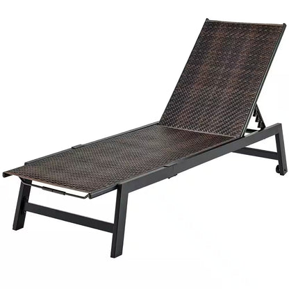 Cama para Piscina Negra M2510-004 de Ratán PE con Cojín Tan y Marco de Acero