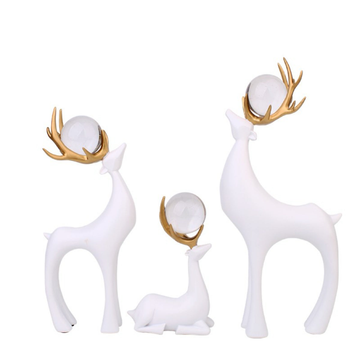 Set de Adornos Navideños de Venados - 3 Piezas, Color Blanco