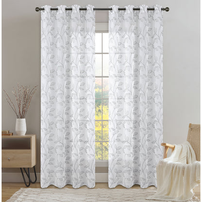 CORTINA SHEER CBORDADO GRIS 53X90