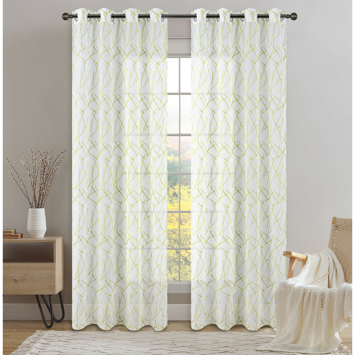 CORTINA SHEER CBORDADO VERDE 53X90