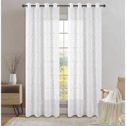 CORTINA SHEER CBORDADO BEIGE 53X90