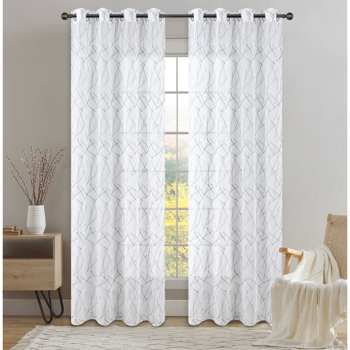 CORTINA SHEER CBORDADO GRIS 53X90
