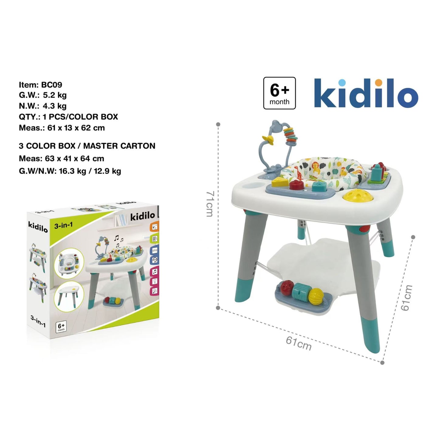 MESA DE ACTIVIDADES BEBE AZUL KIDILO