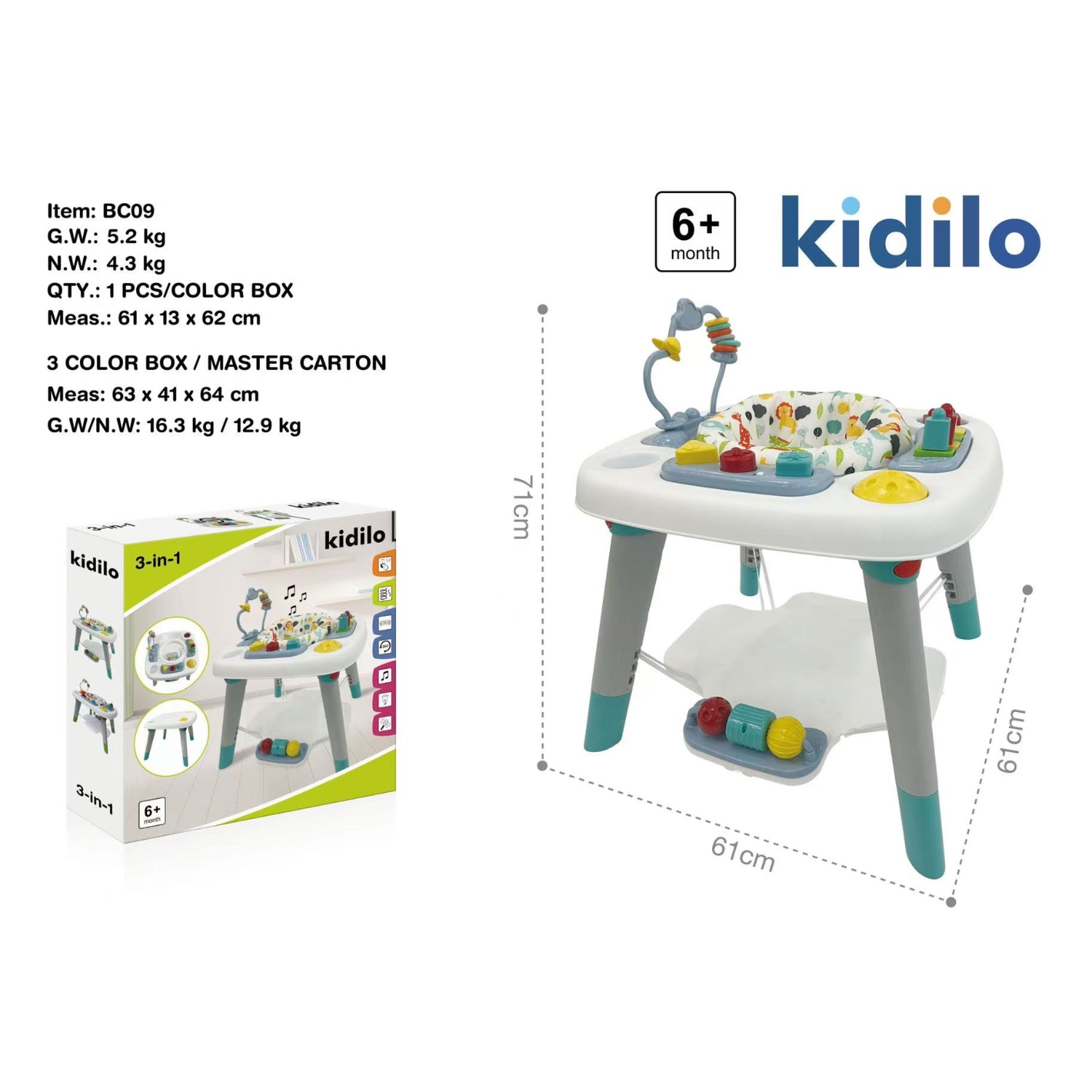 MESA DE ACTIVIDADES BEBE AZUL KIDILO