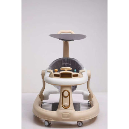 Andador KIDILO beige, vista frontal con mesa de juego para bebés
