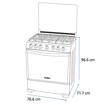 Estufa a Gas Mabe 30" Gris Capello WEM7659CFIS3 - 6 Quemadores