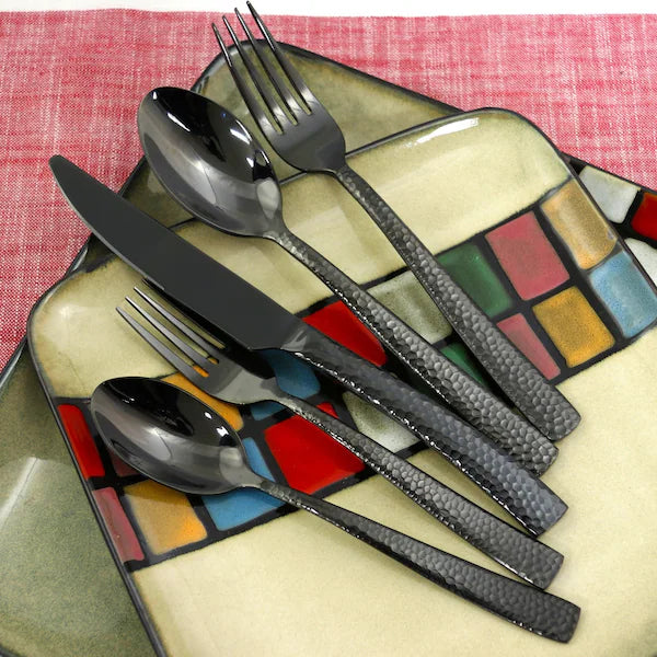 Set Cubiertos Gibson Elite Stonehenge 20pz Acero Inox Negro 79575.2