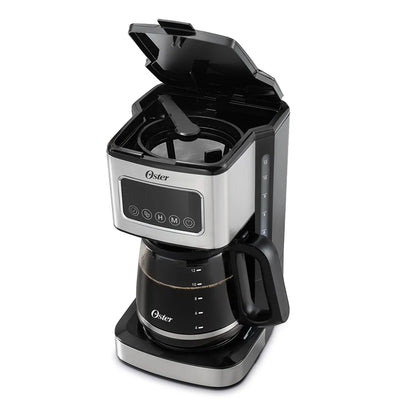 Oster® Cafetera Programable, Pantalla Táctil, Jarra de Vidrio, de 12 Tazas, Negro y Acero Inoxidable , BVSTDC4403
