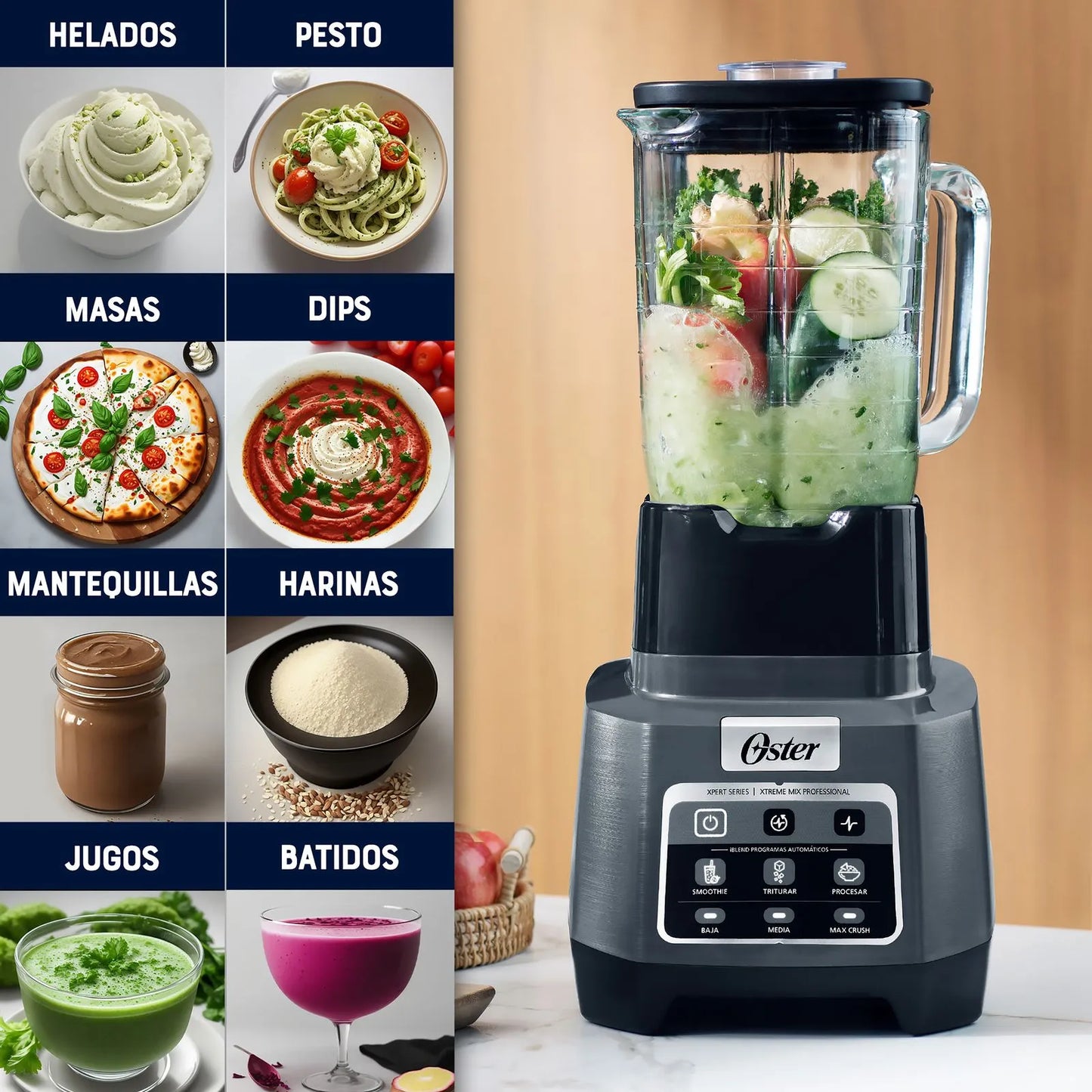 Oster® Licuadora Profesional XTREME MIX con iBLEND y MAX CRUSH con Tecnología Reversible BLSTXPG-BW