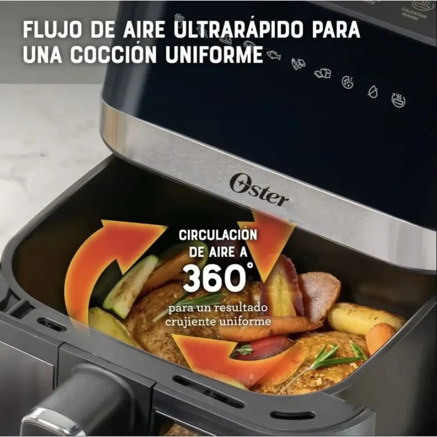 Freidora de Aire Digital Oster® 7.5L con Ventana y Acero Inoxidable