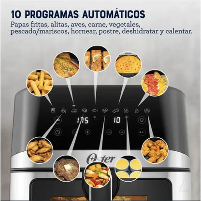 Freidora de Aire Digital Oster® 7.5L con Ventana y Acero Inoxidable