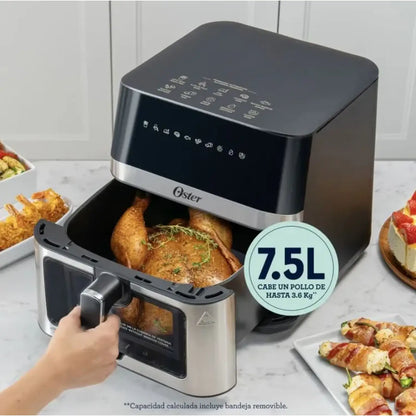 Freidora de Aire Digital Oster® 7.5L con Ventana y Acero Inoxidable