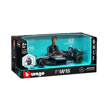 CARRO F1 A ESCALA 1:24 MERCEDES W15-2024 C/FIGURA