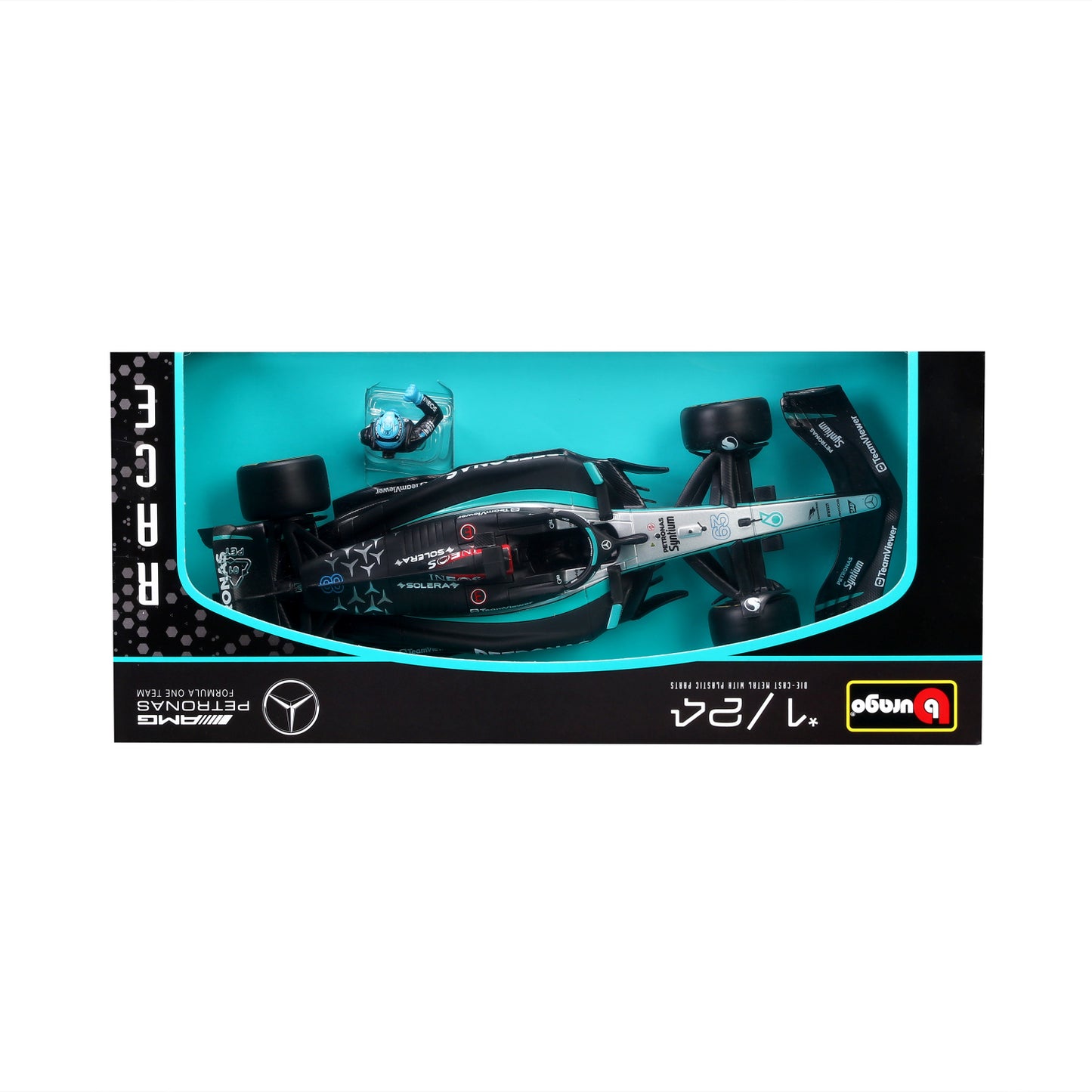 CARRO F1 A ESCALA 1:24 MERCEDES W15-2024 C/FIGURA