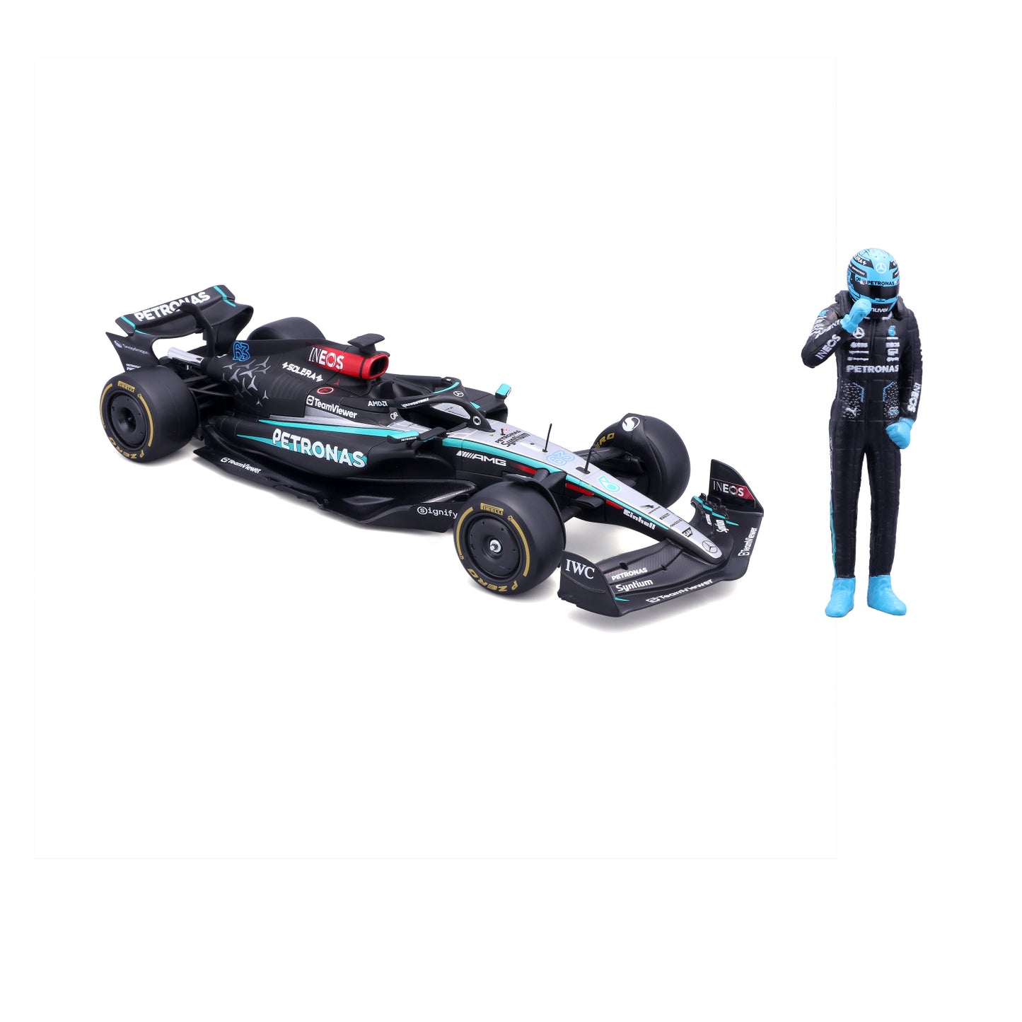 CARRO F1 A ESCALA 1:24 MERCEDES W15-2024 C/FIGURA