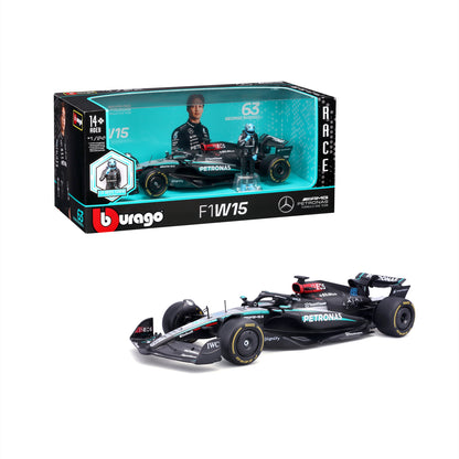 CARRO F1 A ESCALA 1:24 MERCEDES W15-2024 C/FIGURA