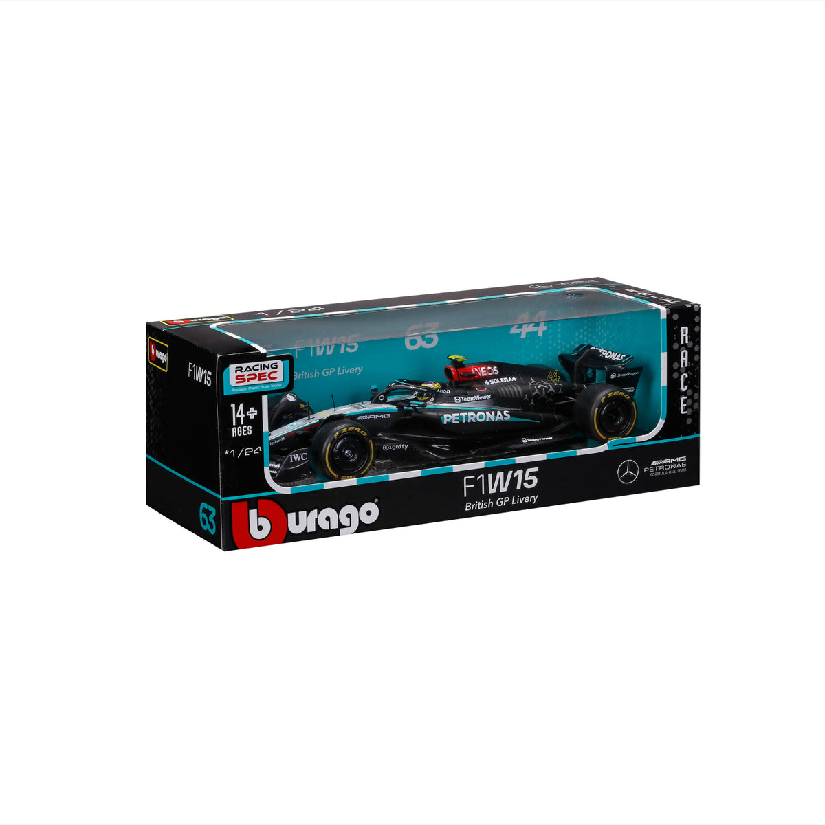 CARRO F1 A ESCALA 1:24 MERCEDES AMG PTRON. W15 C/CASCO