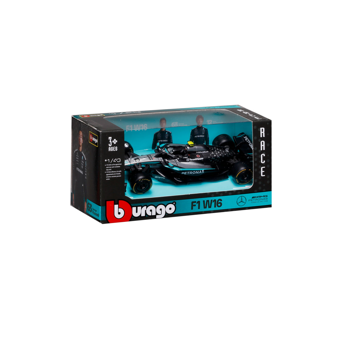 JGTE CARRO A ESCALA 1:43 RACE F1 MERCEDES W16 2025