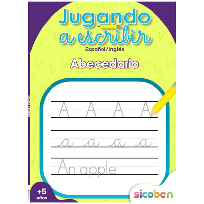 Libro Educativo Jugando a Escribir Abecedario - Español/Inglés (+5 Años)