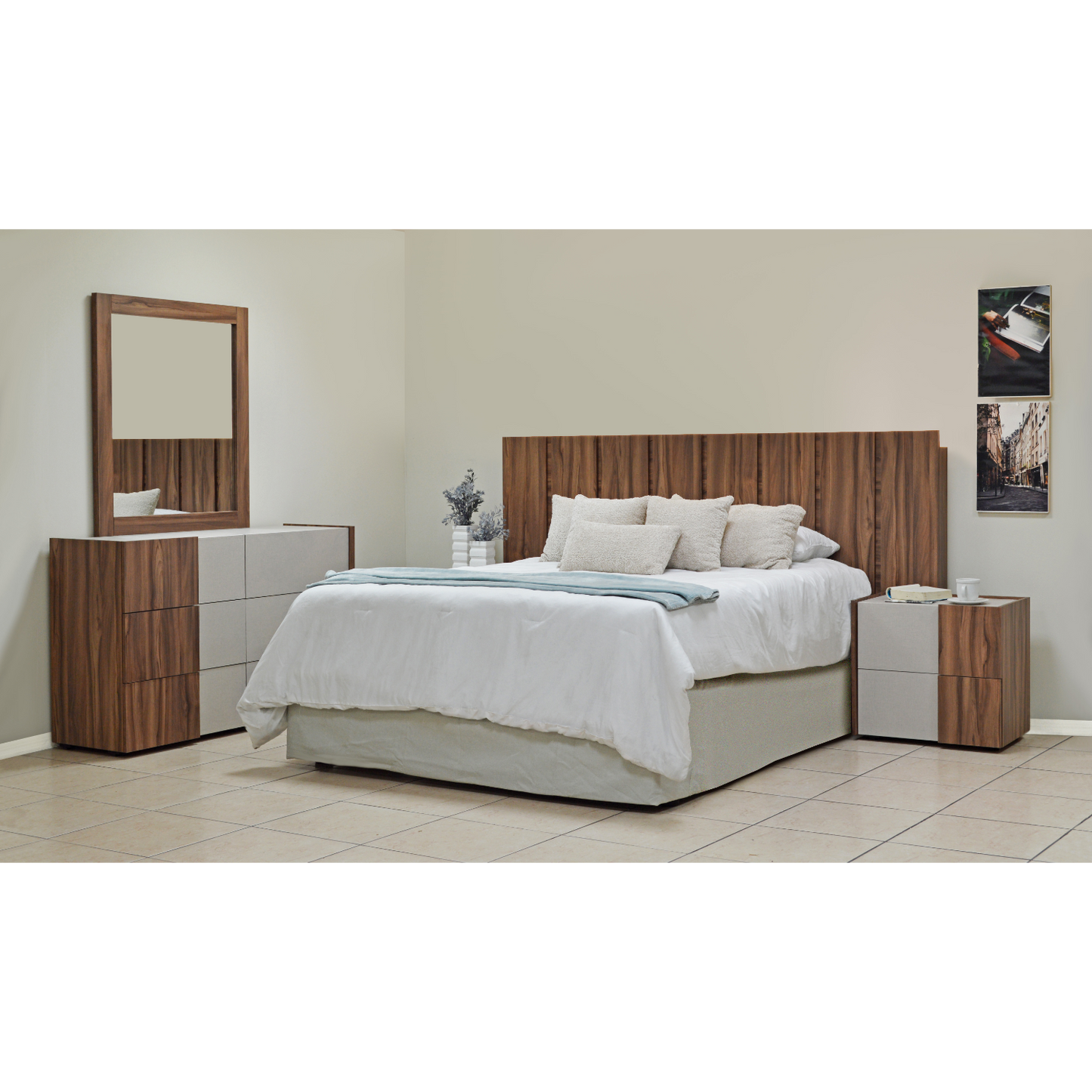 POLONIA QN HEADBOARD WITH 2 TABLES