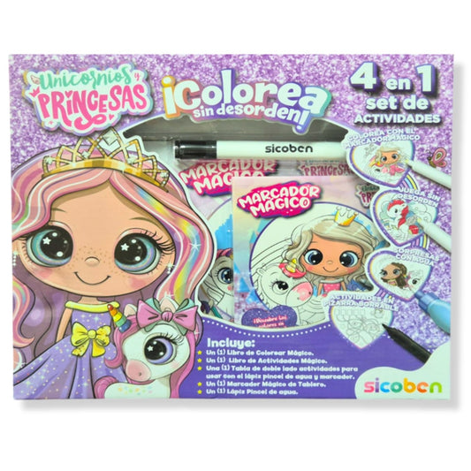 SET DE ACTIVIDADES 4 EN 1 - UNICORNIOS Y PRINCESAS