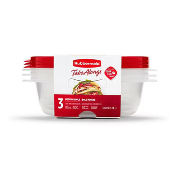 Set 3 Contenedores Rubbermaid TakeAlongs 1.18L (5 Tazas) – Rectangular