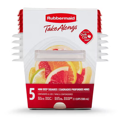 Set 5 Contenedores Rubbermaid TakeAlongs 0.5L (2.1 Tazas) – Rectangular