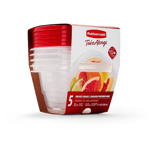 Set 5 Contenedores Rubbermaid TakeAlongs 0.5L (2.1 Tazas) – Rectangular