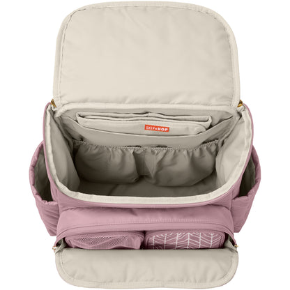Panalera rosa SKIP*HOP vista superior, compartimentos organizadores para bebés