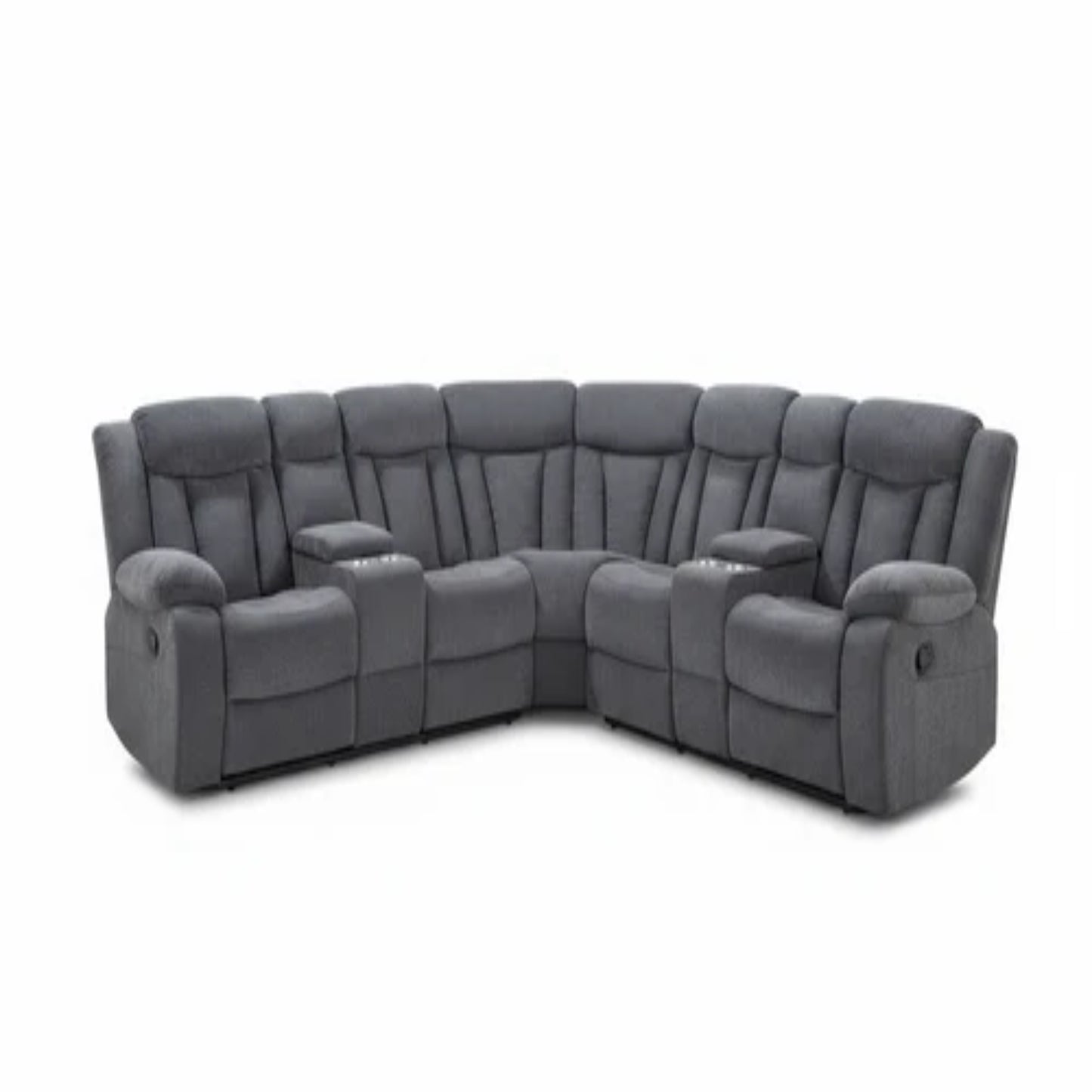 SOFÁ SECCIONAL MODULAR RECLINABLE CON 2 CONSOLAS COLOR GRIS | ACME FURNITURE