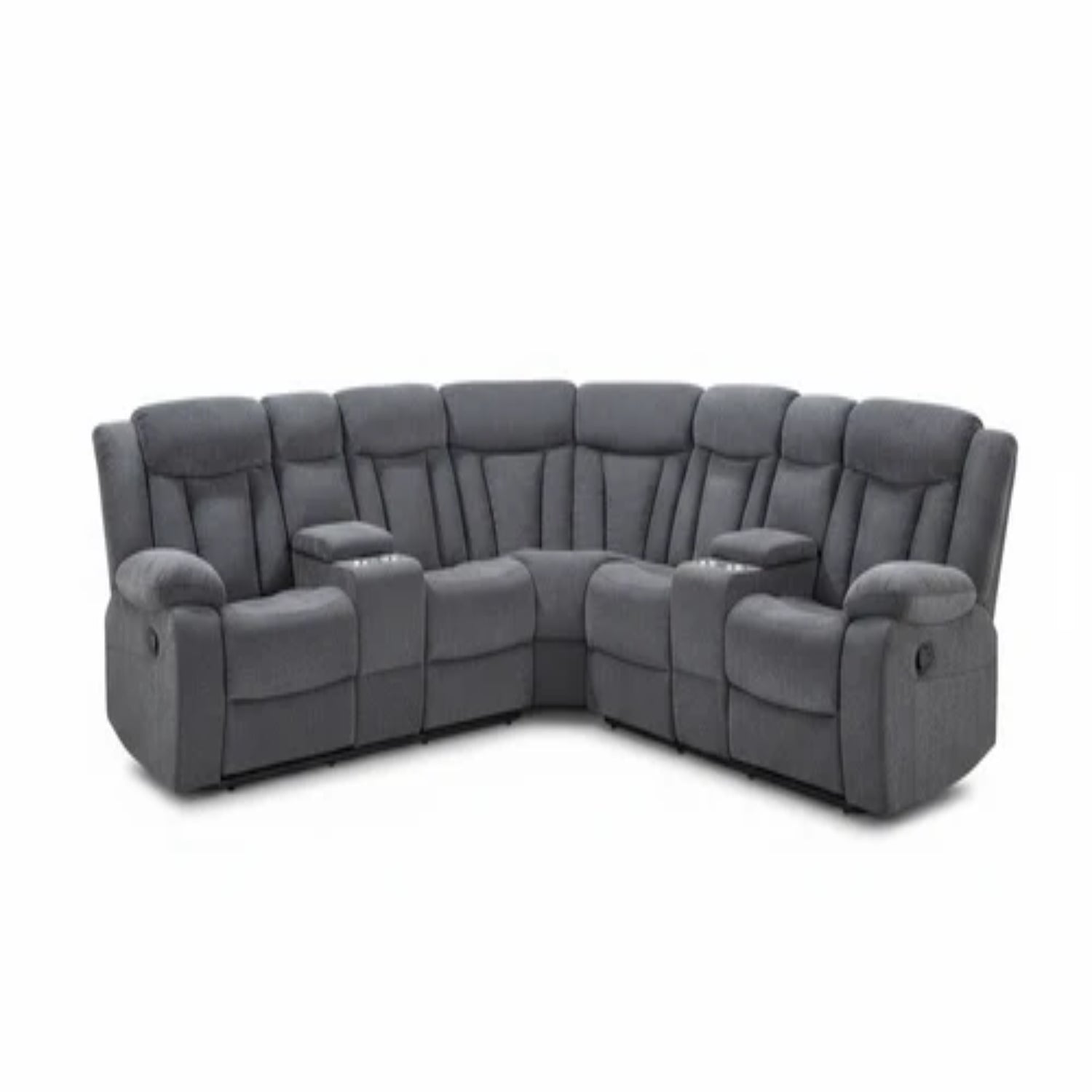 SOFÁ SECCIONAL MODULAR RECLINABLE CON 2 CONSOLAS COLOR GRIS | ACME FURNITURE