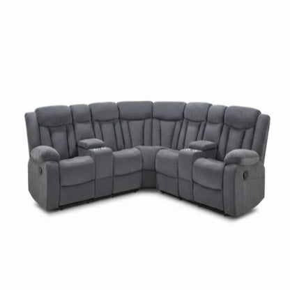 SOFÁ SECCIONAL MODULAR RECLINABLE CON 2 CONSOLAS COLOR GRIS | ACME FURNITURE
