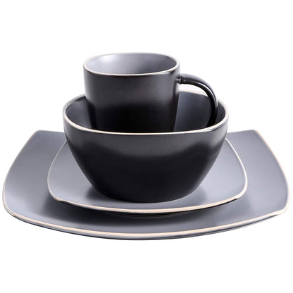 Set Vajilla Gibson Home Soho Lounge 16pz Cuadrada Gris Mate 94851.16