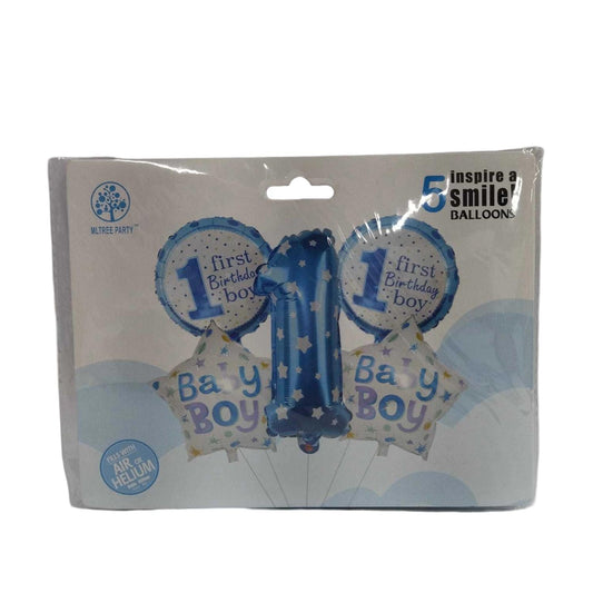 SET OF 5 BALLOONS FOR 1 YEAR OLD BOY