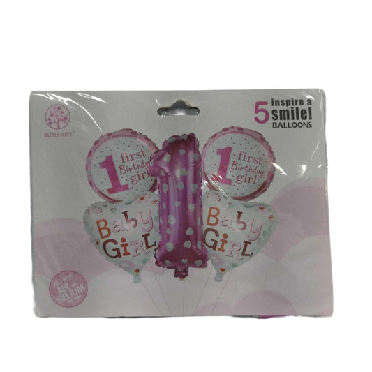 SET OF 5 BALLOONS FOR 1 YEAR OLD GIRL