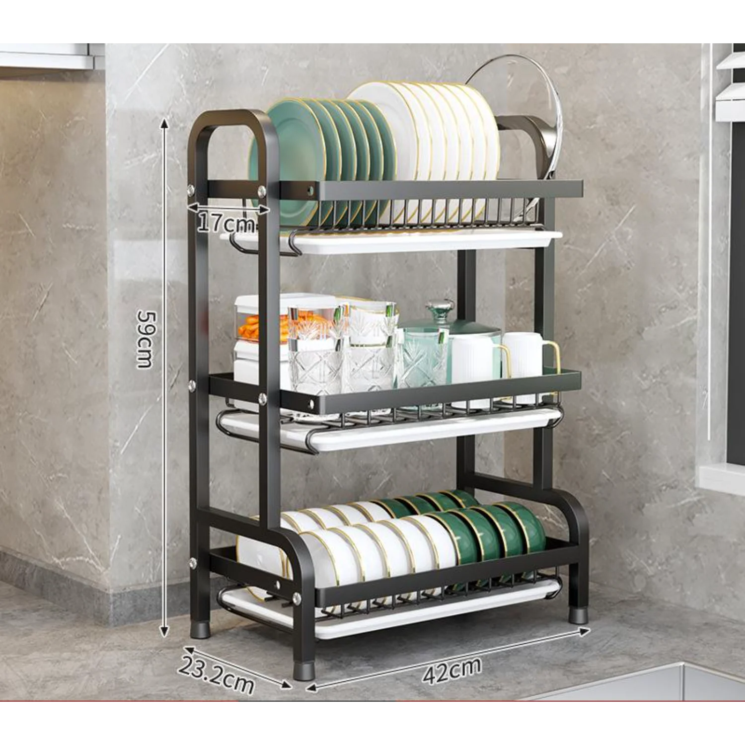 Dish Drainer 3 Levels 42X23X59Cm