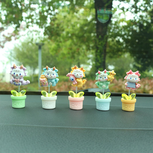 Cat Car Ornament in Assorted Flowerpot