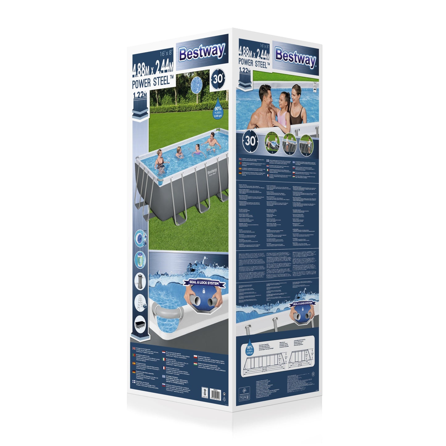 PISCINA RECT RIGIDA TUBO 4.88x2.44x1.22M