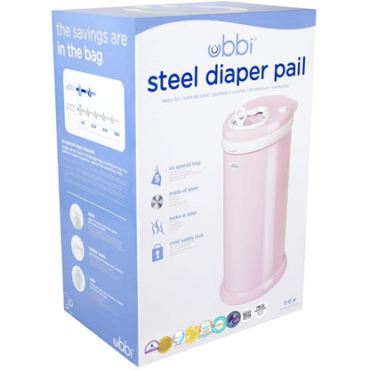 Ubbi Cubo de Pañales - Acero Inoxidable, Color Blush Pink