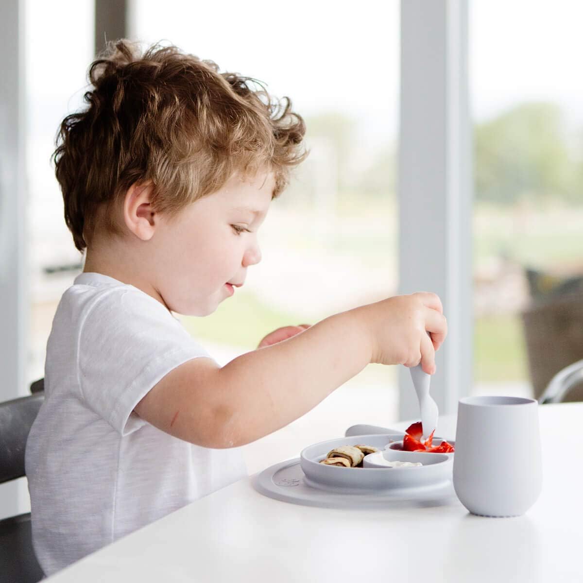 Set de Alimentación EZPZ Mini Feeding Set Pewter PKMFP003