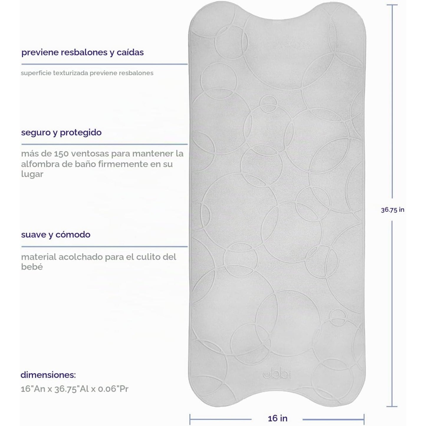 Mat de Baño Antideslizante Ubbi Gris 10508