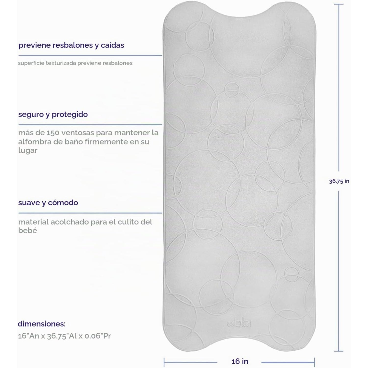 Mat de Baño Antideslizante Ubbi Gris 10508