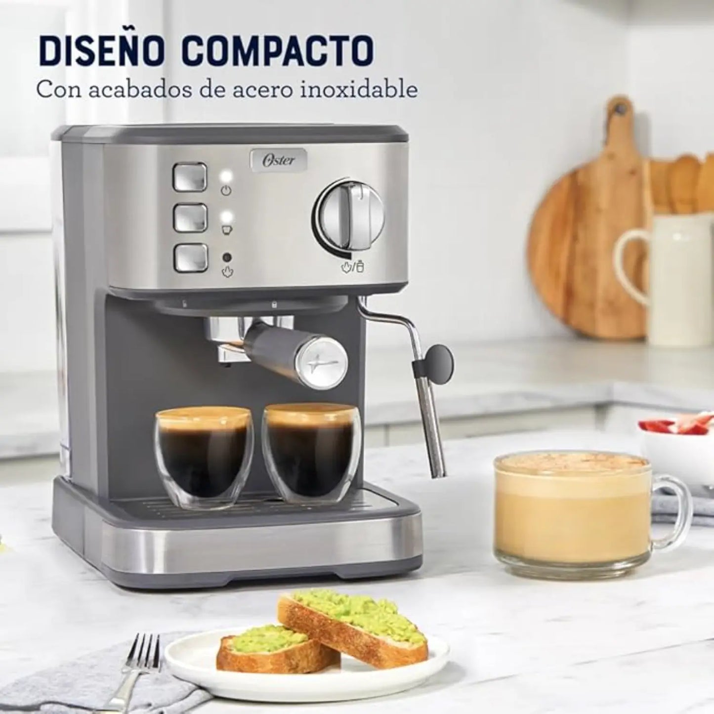 Cafetera Espresso Oster® Compacta en Acero Inoxidable | BVSTEM5502