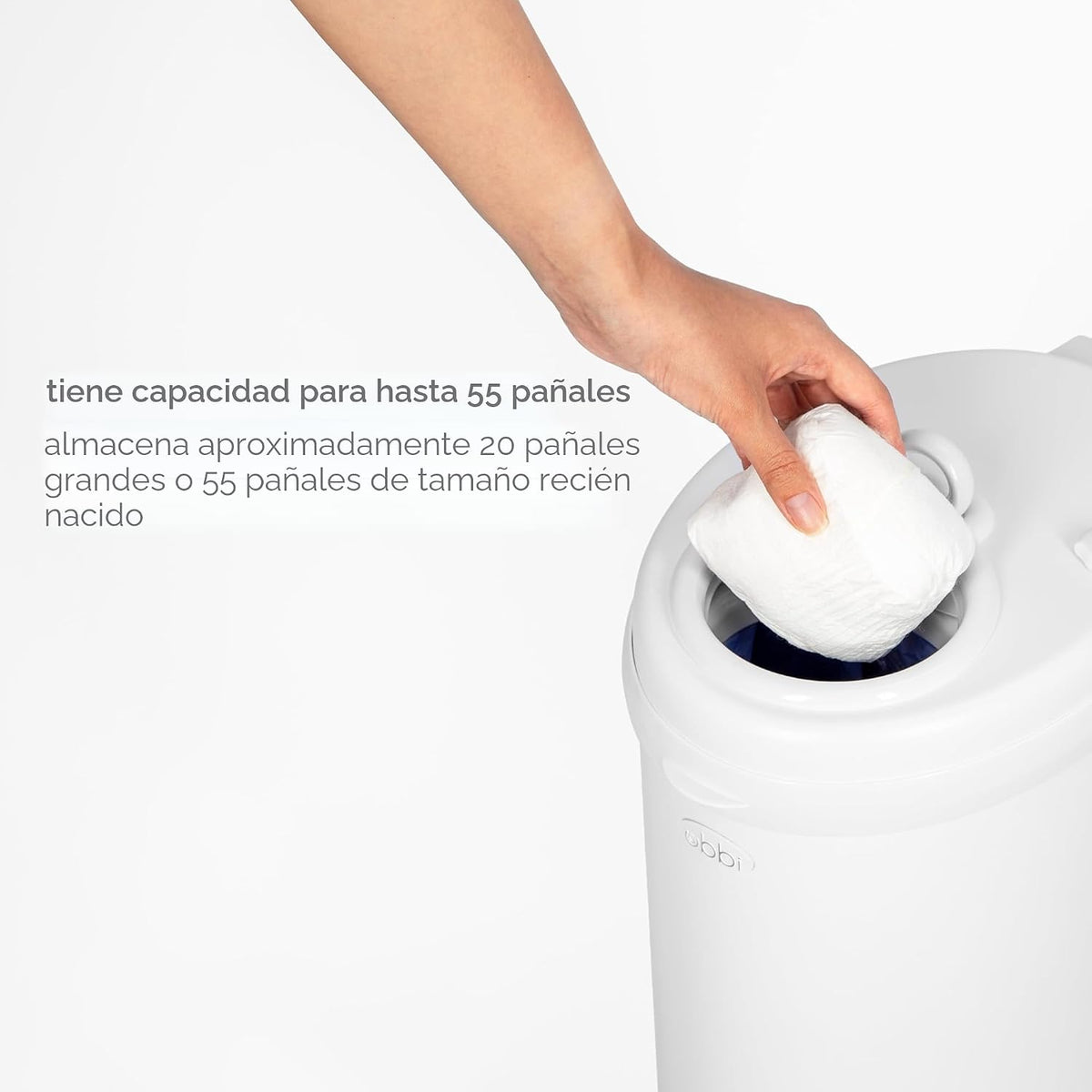 Ubbi Cubo de Pañales - Acero Inoxidable, Acabado Matte Blanco