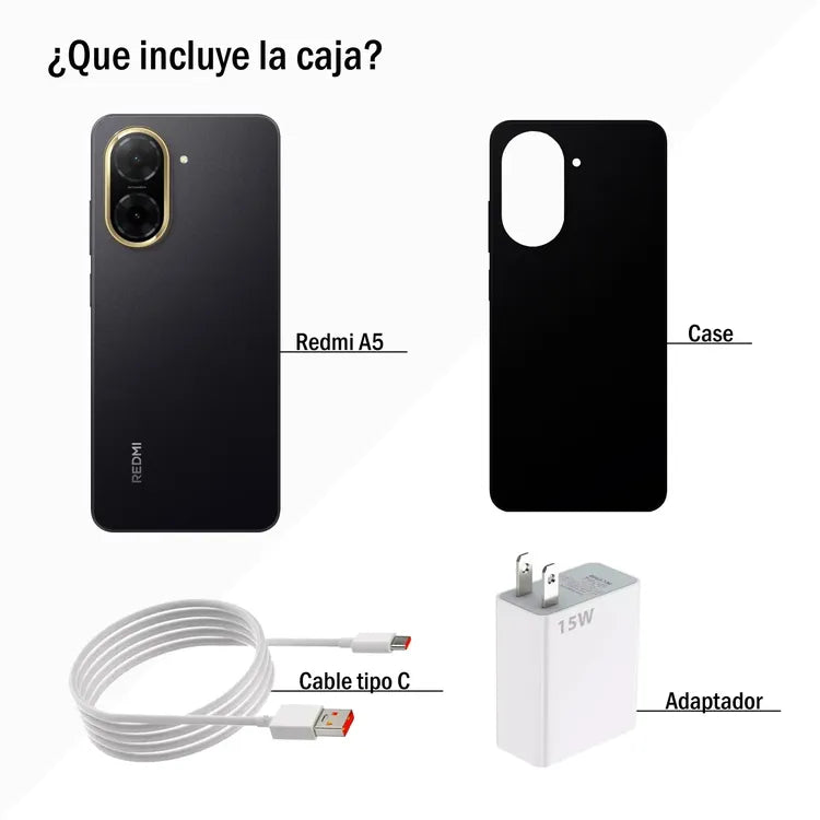 Xiaomi Redmi A5 Negro 128GB / 4GB RAM – Pantalla 6.71" y Batería 5000mAh