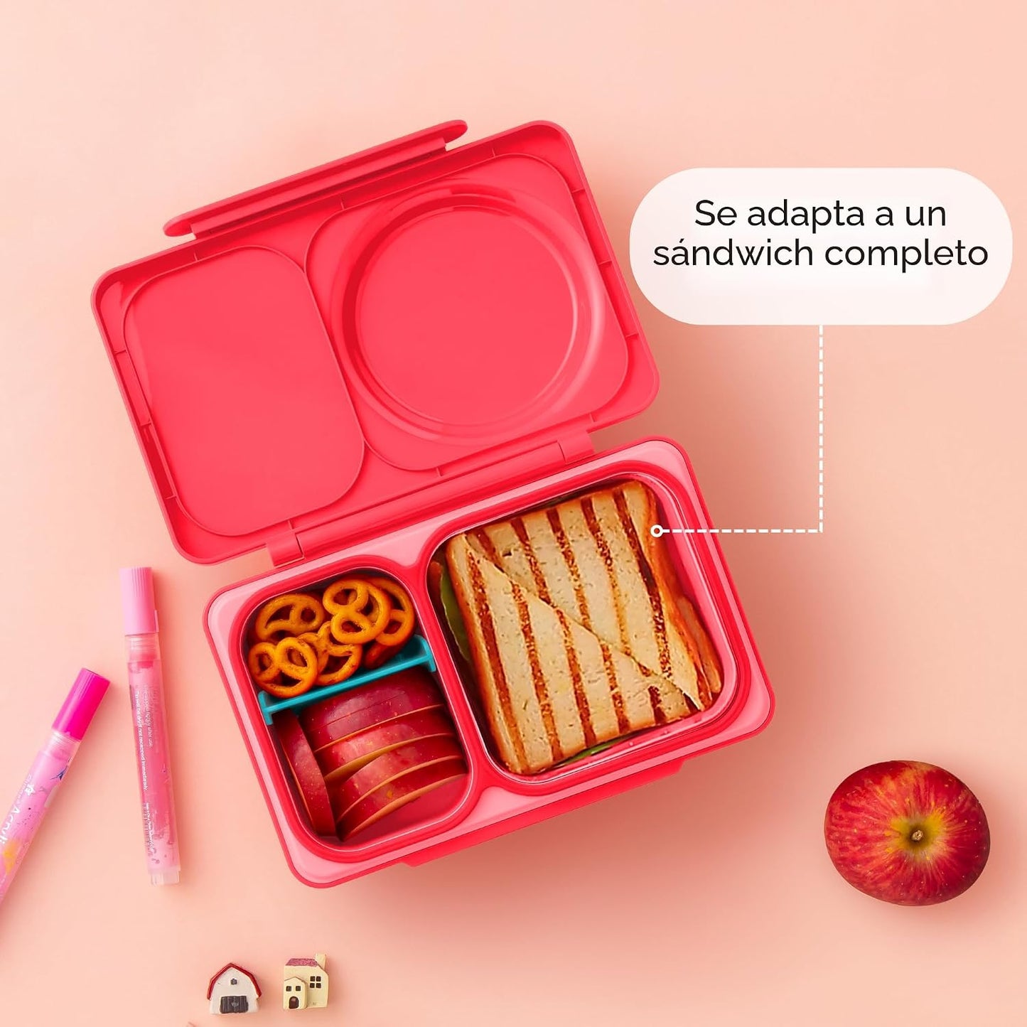 Lonchera Térmica Estilo Bento OmieBox Up Rosa Cherry OMUP04