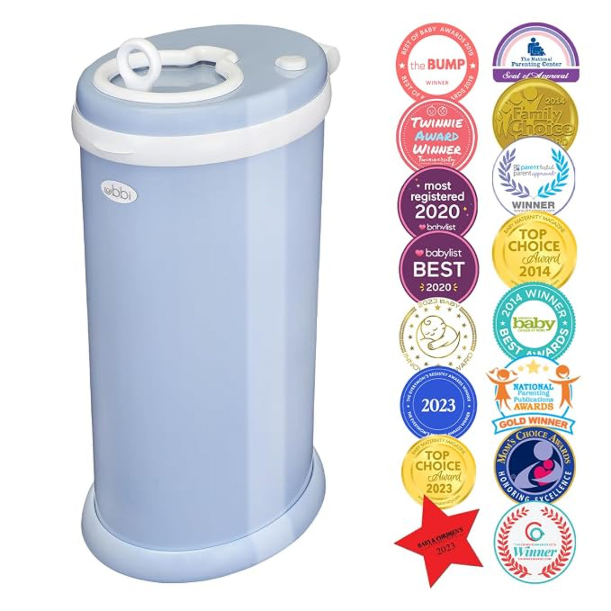 Ubbi Cubo de Pañales - Acero Inoxidable, Color Cloudy Blue