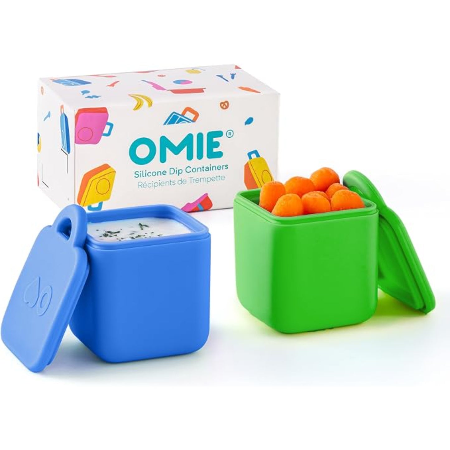 Set de 2 Contenedores para Aderezos OmieDip - Azul/Verde OMSILC305