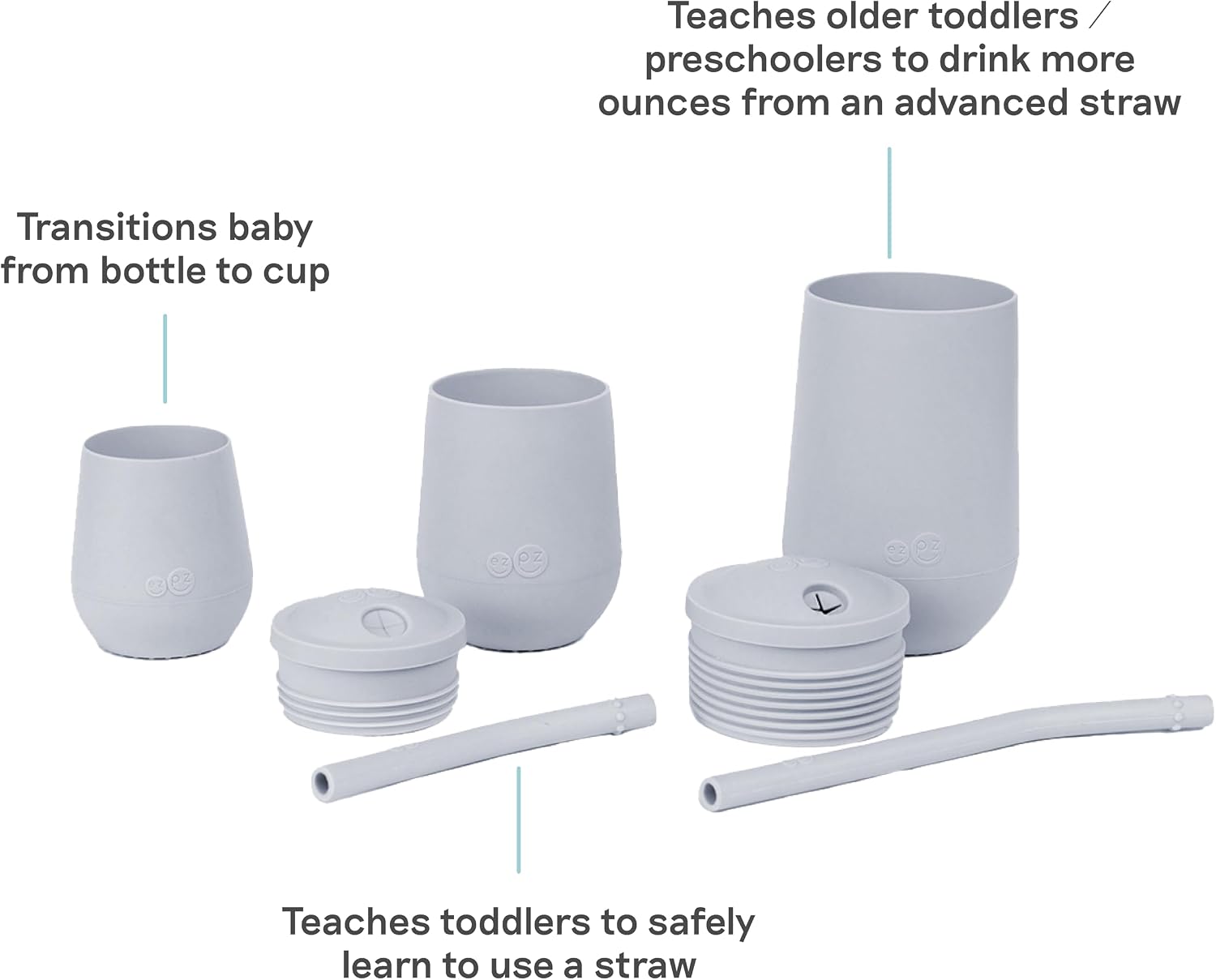 Set de Vasos de Desarrollo EZPZ Developmental Cup Set Pewter PCDCP003