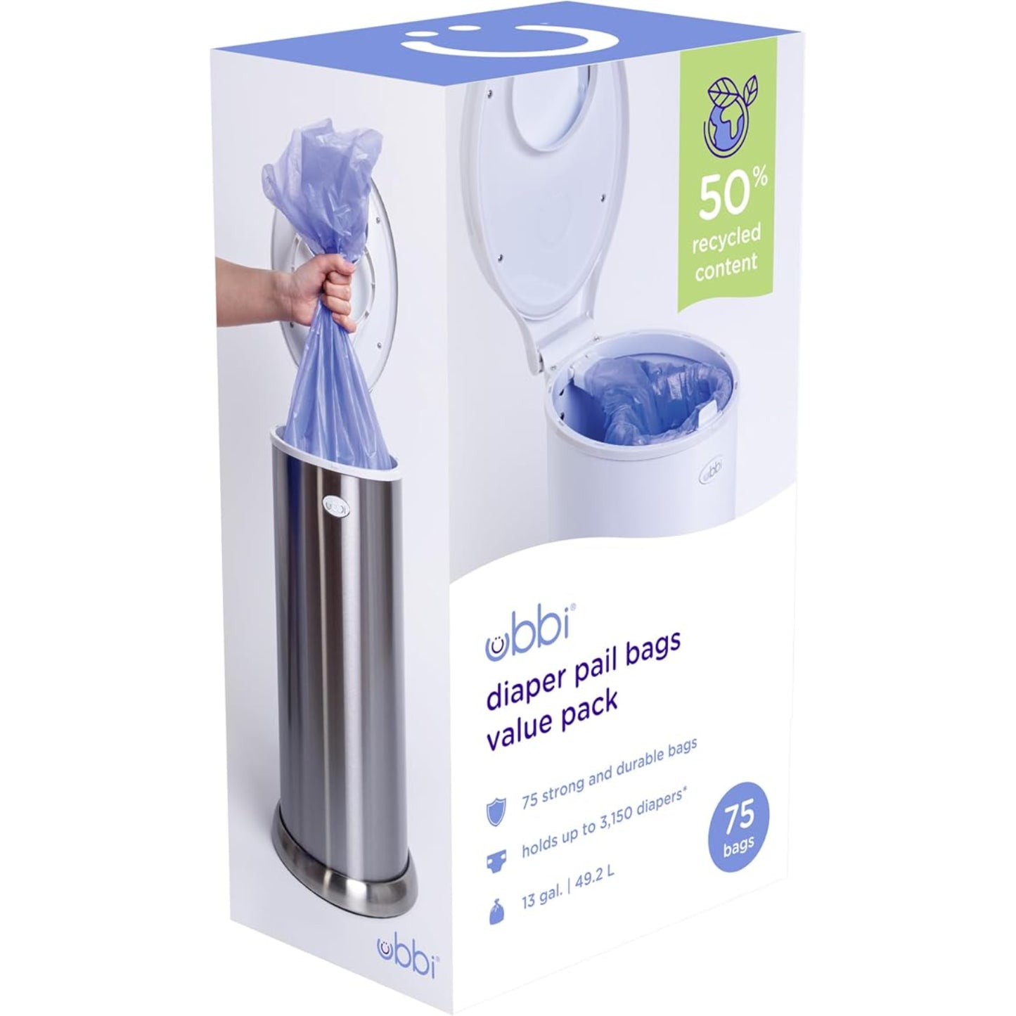 Ubbi Pack de 3 Rollos de Bolsas para Cubo de Pañales
